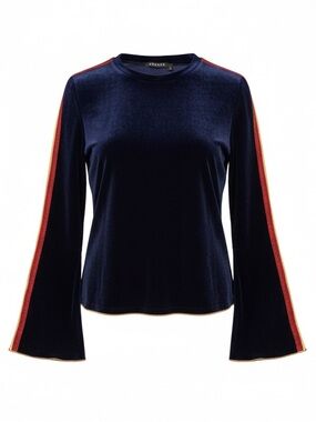 Jeuvre Velvet Cropped Bell Sleeve Top